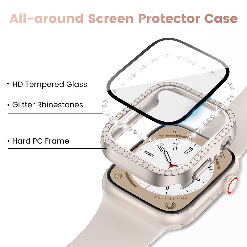 iWatch Watch Case with Single-row Drill and Tempered Glass