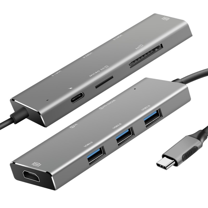 MacBook Expansion Dock USB Hub, 7-in-1 Type-C Computer Accessory with HDMI