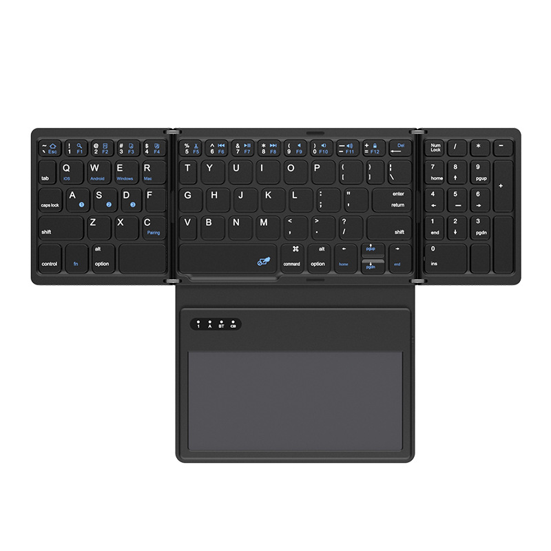 Ultra-thin Wireless Keyboard with Four-fold Design, Large Touchpad