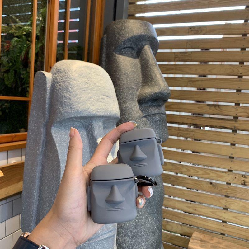 Creative and Personalized Stone Statue AirPods Silicone Protective Case