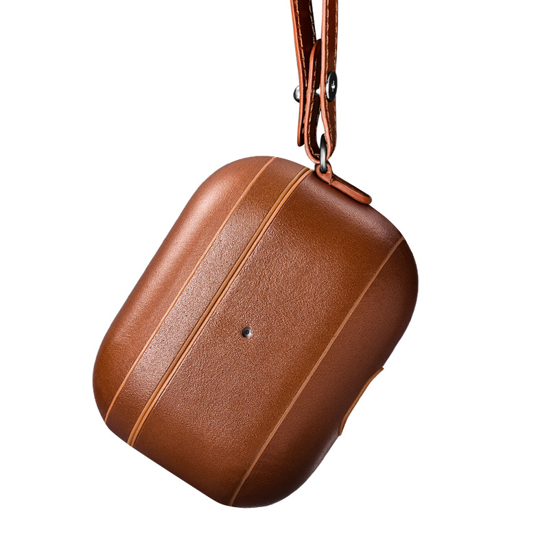 Genuine Leather Case with Hanging Rope for Apple Earphones