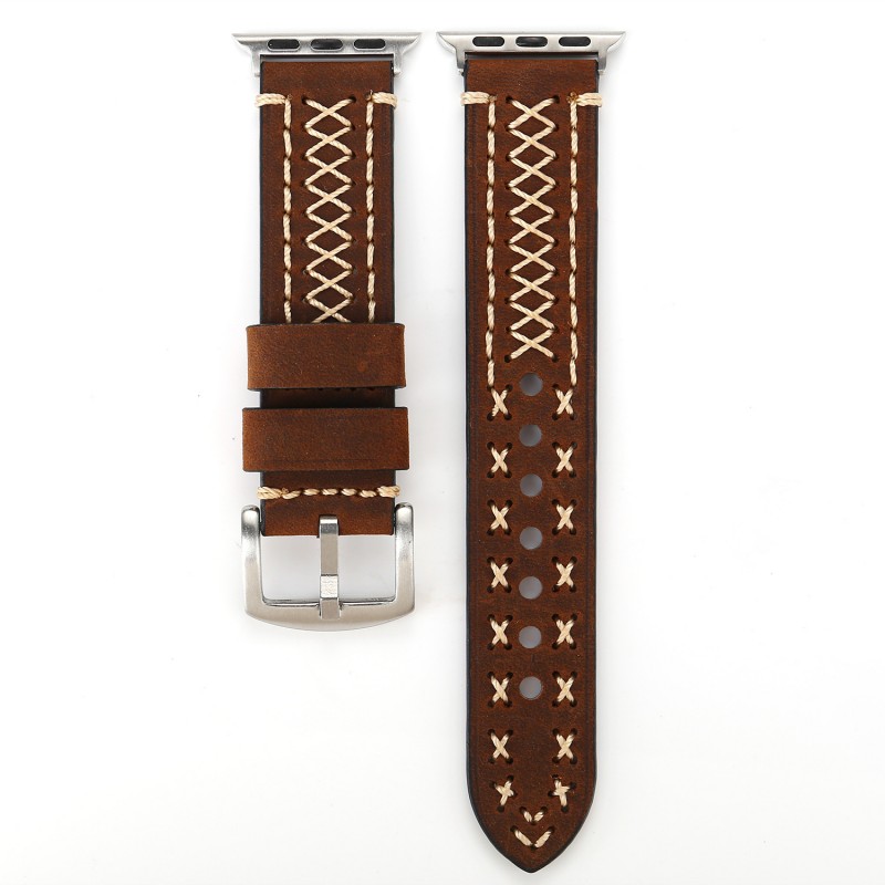 Handcrafted Stitched Leather Strap for iWatch