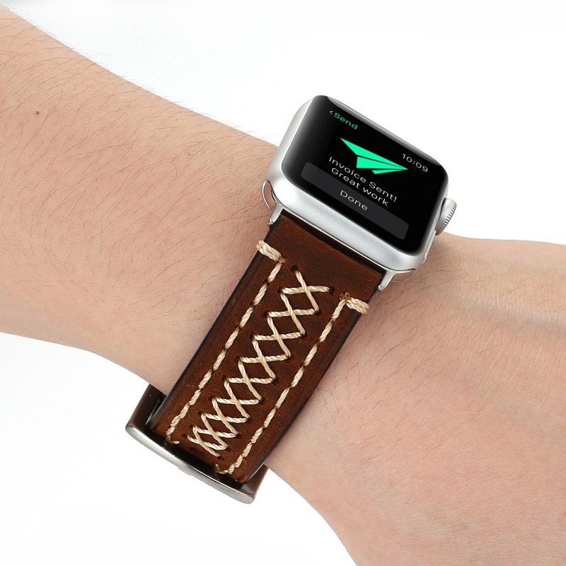 Handcrafted Stitched Leather Strap for iWatch