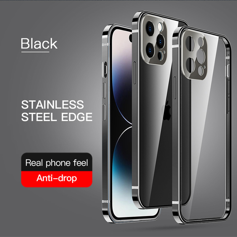 Sleek and Protective Transparent Metal Phone Case