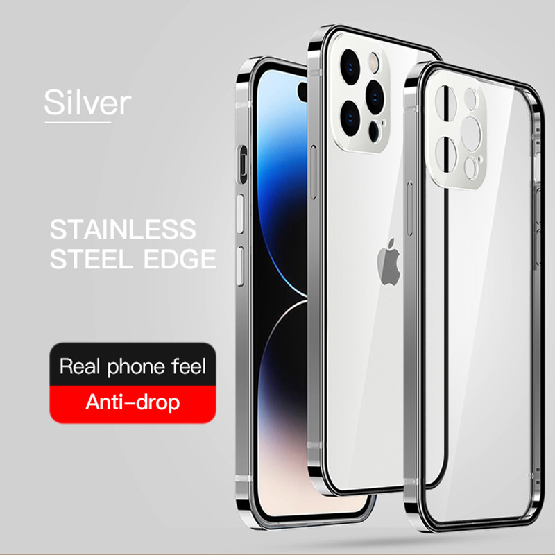 Sleek and Protective Transparent Metal Phone Case