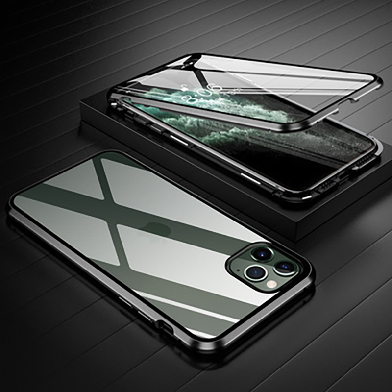 Double-Sided High Definition Clear Metal + Tempered Glass Phone Case