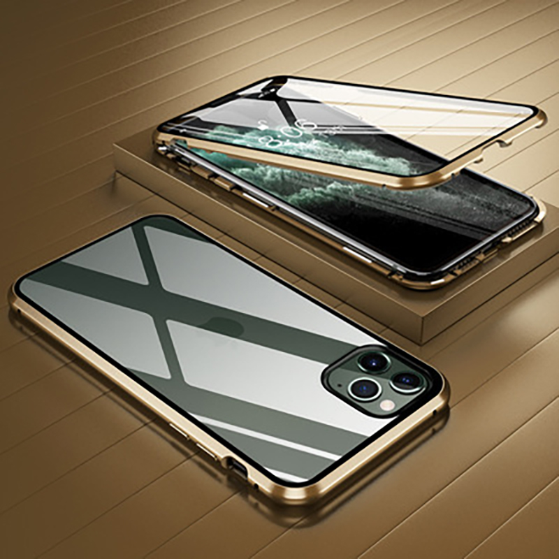 Double-Sided High Definition Clear Metal + Tempered Glass Phone Case