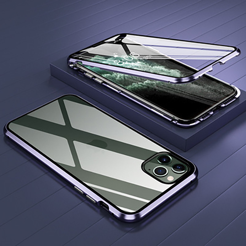 Double-Sided High Definition Clear Metal + Tempered Glass Phone Case