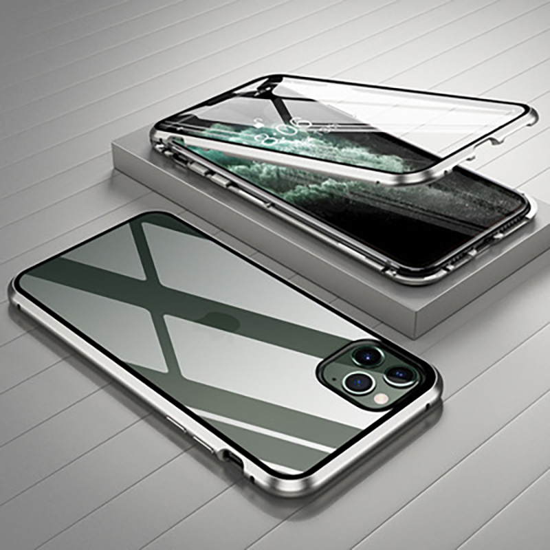 Double-Sided High Definition Clear Metal + Tempered Glass Phone Case