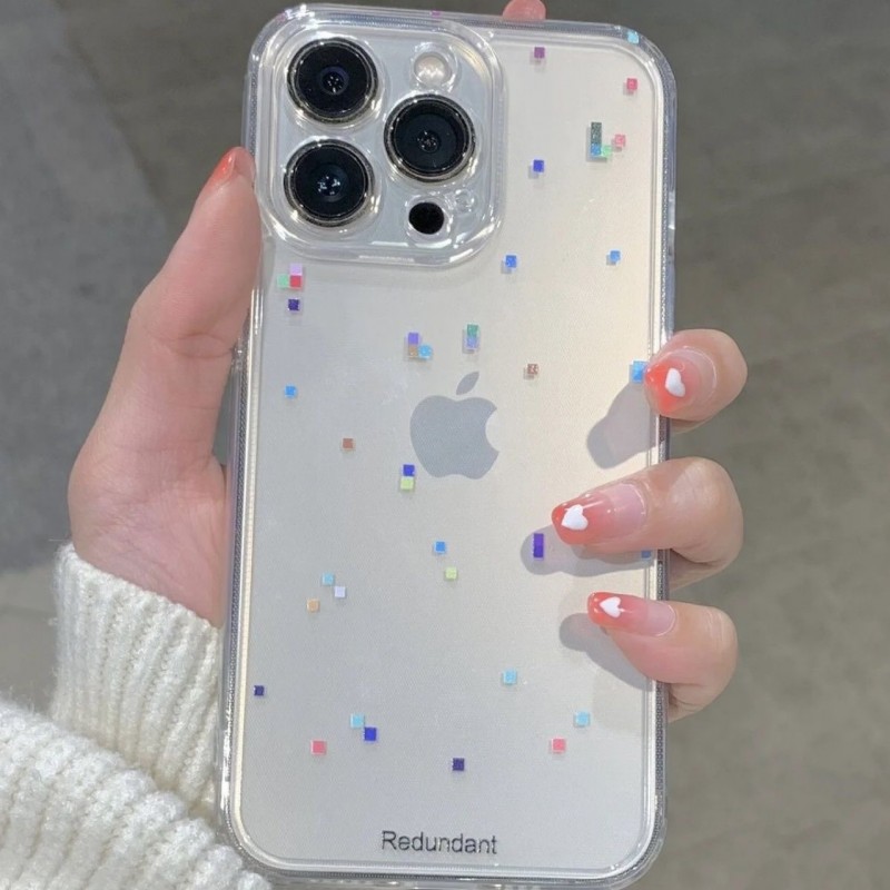 Niche and Interesting Pixel Style Transparent Phone Case