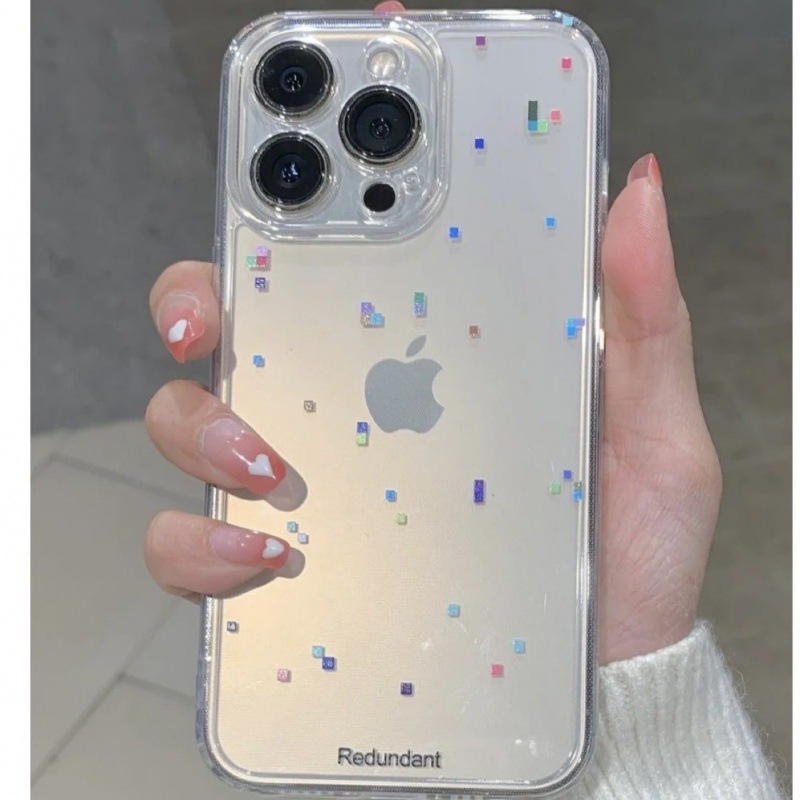 Niche and Interesting Pixel Style Transparent Phone Case