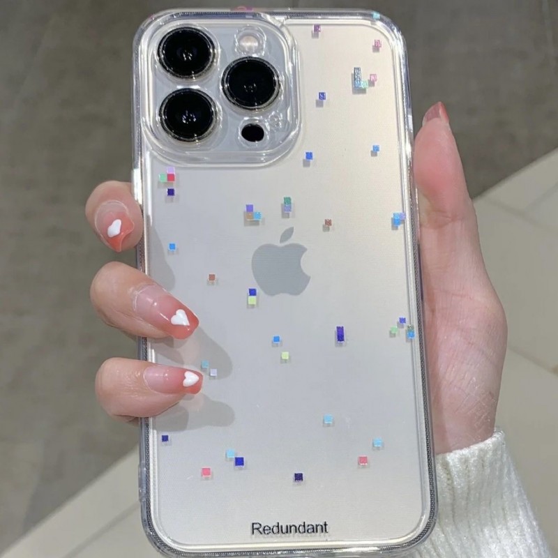 Niche and Interesting Pixel Style Transparent Phone Case