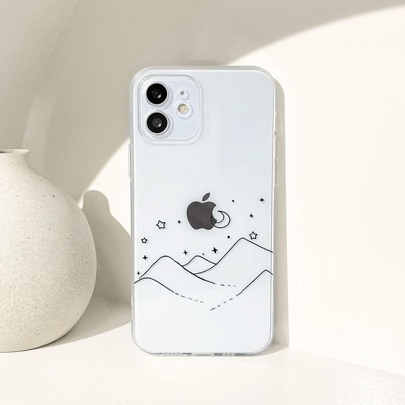 Minimalistic Line Mountains Full Coverage Clear Phone Case