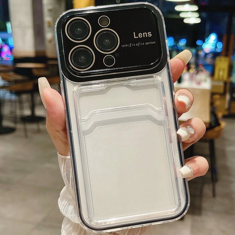 Transparent Candy-Colored Phone Case with Card Slot