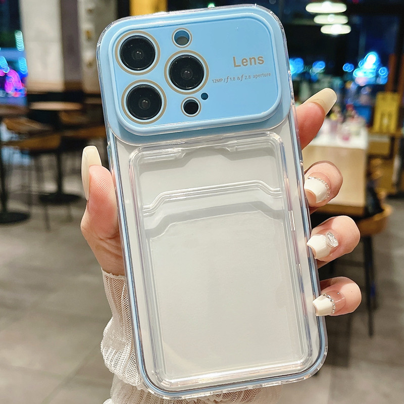 Transparent Candy-Colored Phone Case with Card Slot