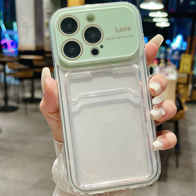 Transparent Candy-Colored Phone Case with Card Slot