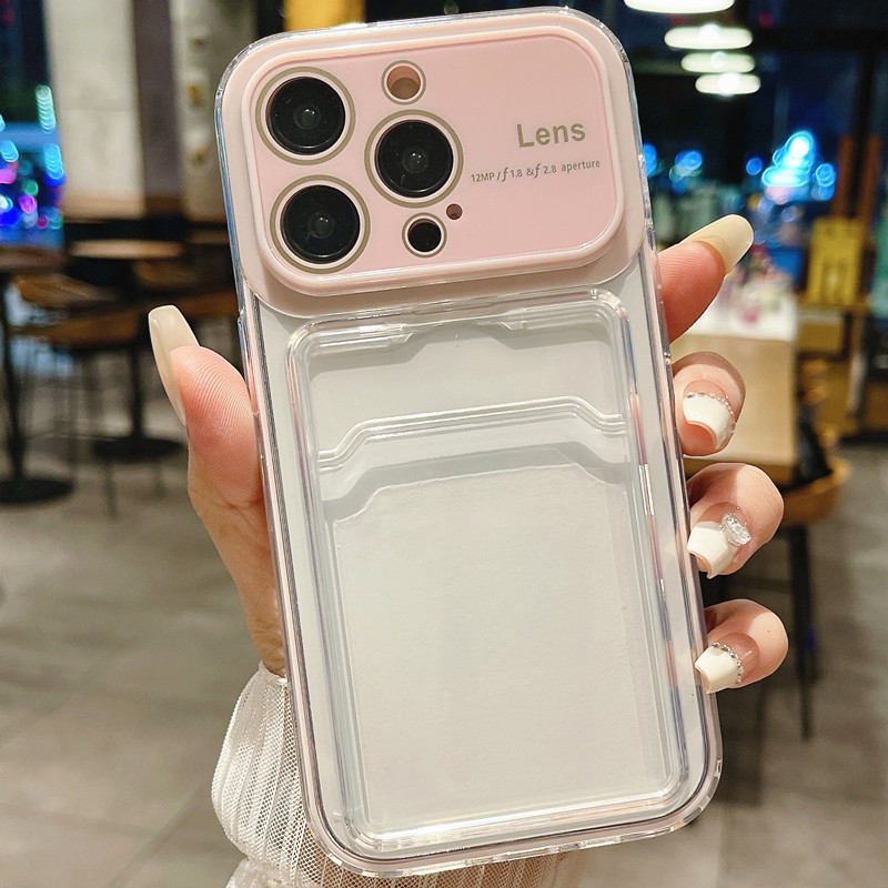 Transparent Candy-Colored Phone Case with Card Slot