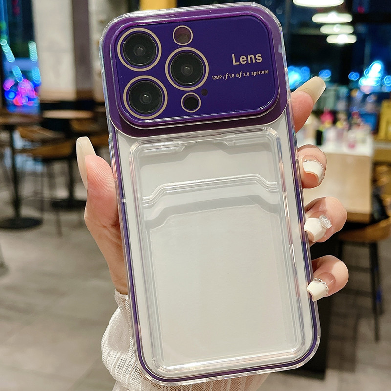 Transparent Candy-Colored Phone Case with Card Slot