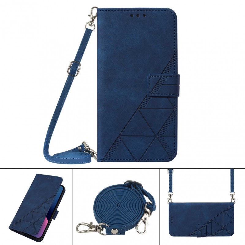 Business-style 3D Embossed Phone Case with Crossbody Strap and Card Slots