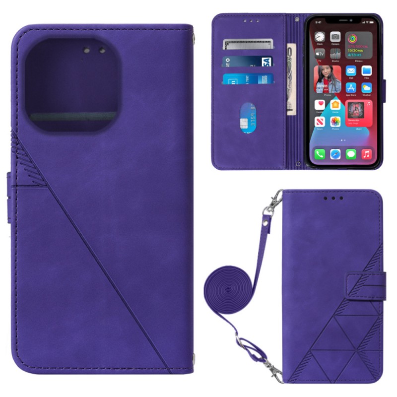 Business-style 3D Embossed Phone Case with Crossbody Strap and Card Slots