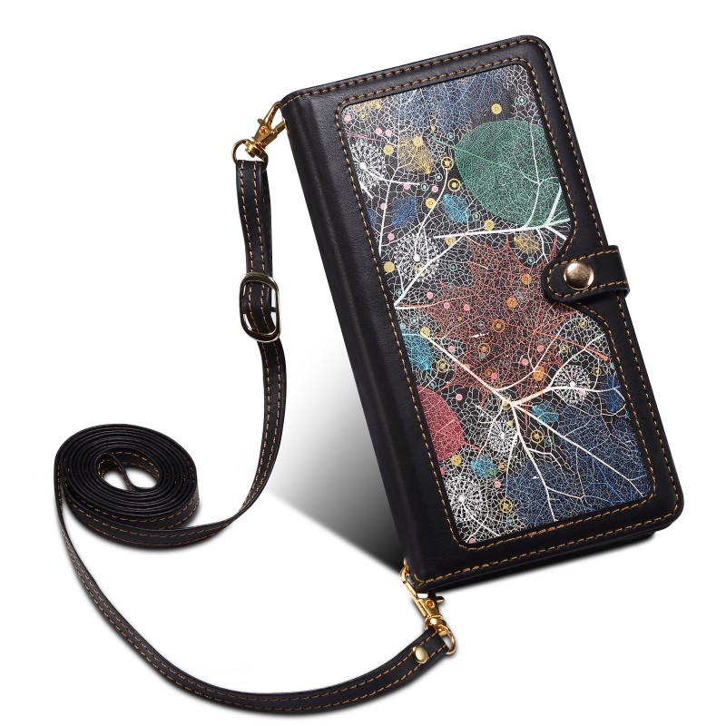  Anti-Theft RFID Card Slot Phone Case with Crossbody Strap and Zipper Closure