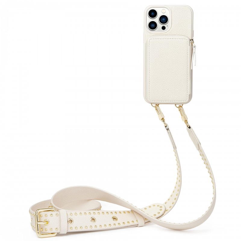 Rivet Studded Wallet-style Crossbody Phone Case