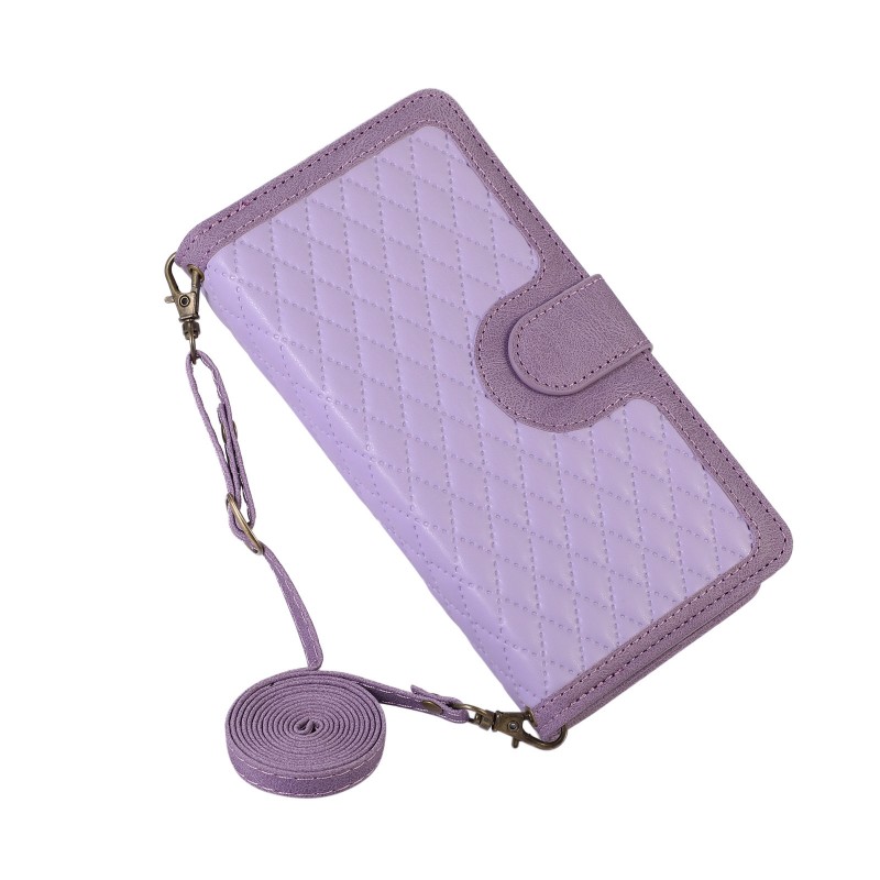 Flip Cover Protective Leather Case with Crossbody Strap, Wrist Strap, and Wallet Design