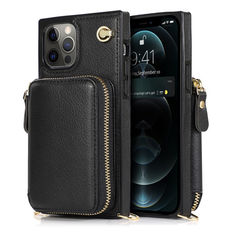 Zippered Multifunctional Crossbody Phone Leather Case