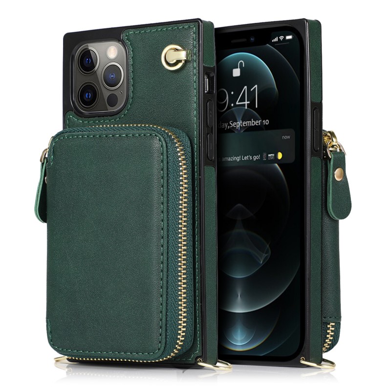 Zippered Multifunctional Crossbody Phone Leather Case