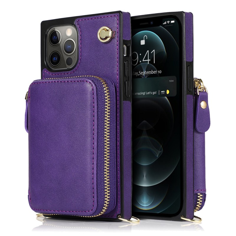 Zippered Multifunctional Crossbody Phone Leather Case