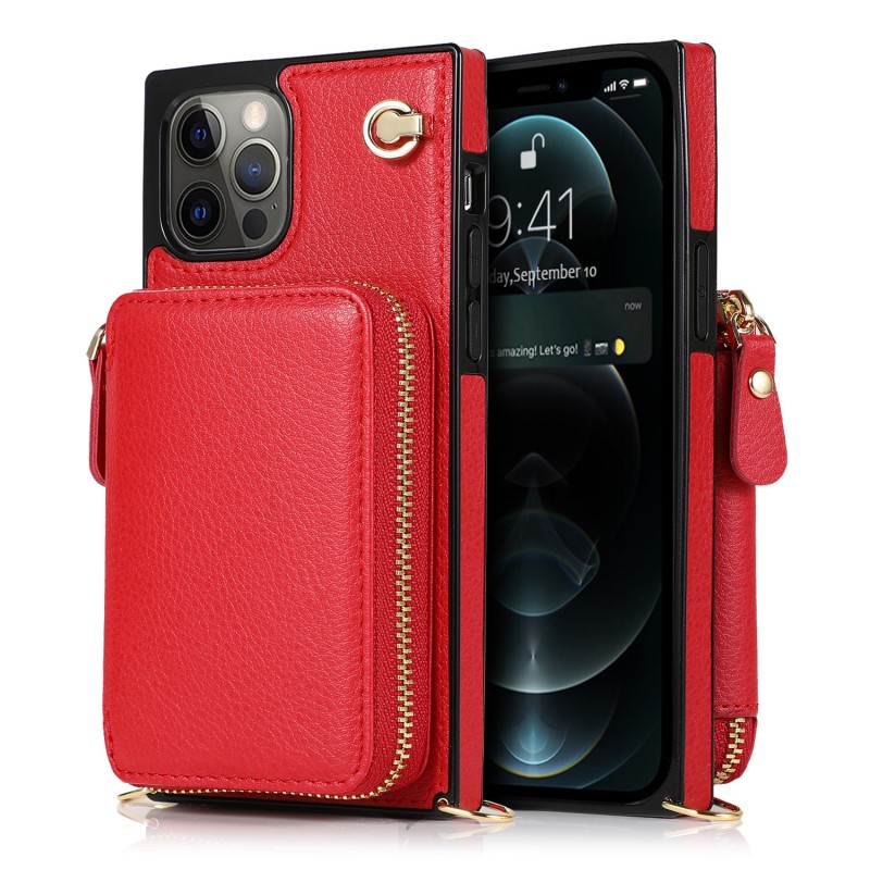 Zippered Multifunctional Crossbody Phone Leather Case