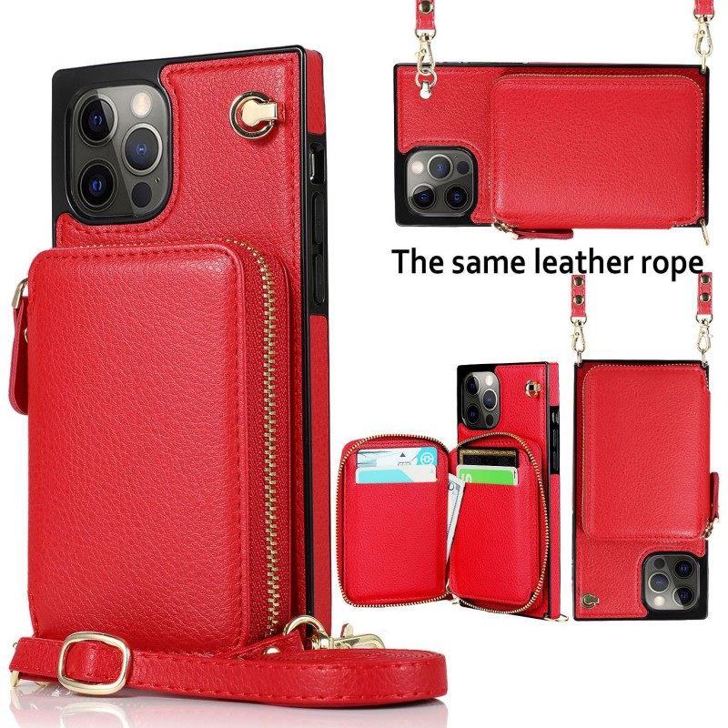 Zippered Multifunctional Crossbody Phone Leather Case