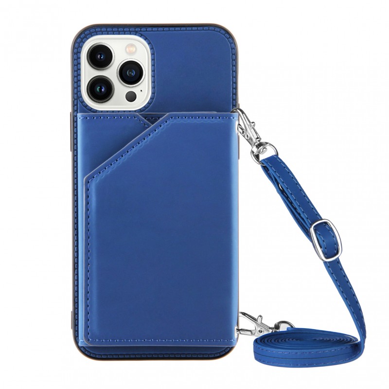 Skin-like Texture Leather Grain Phone Case with Crossbody and Card Slot