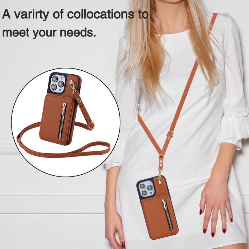 iPhone Card Holder Phone Case Anti-theft Swipe Diagonal Crossbody