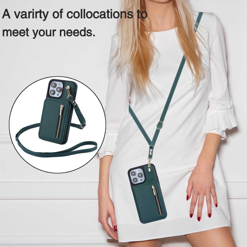 iPhone Card Holder Phone Case Anti-theft Swipe Diagonal Crossbody