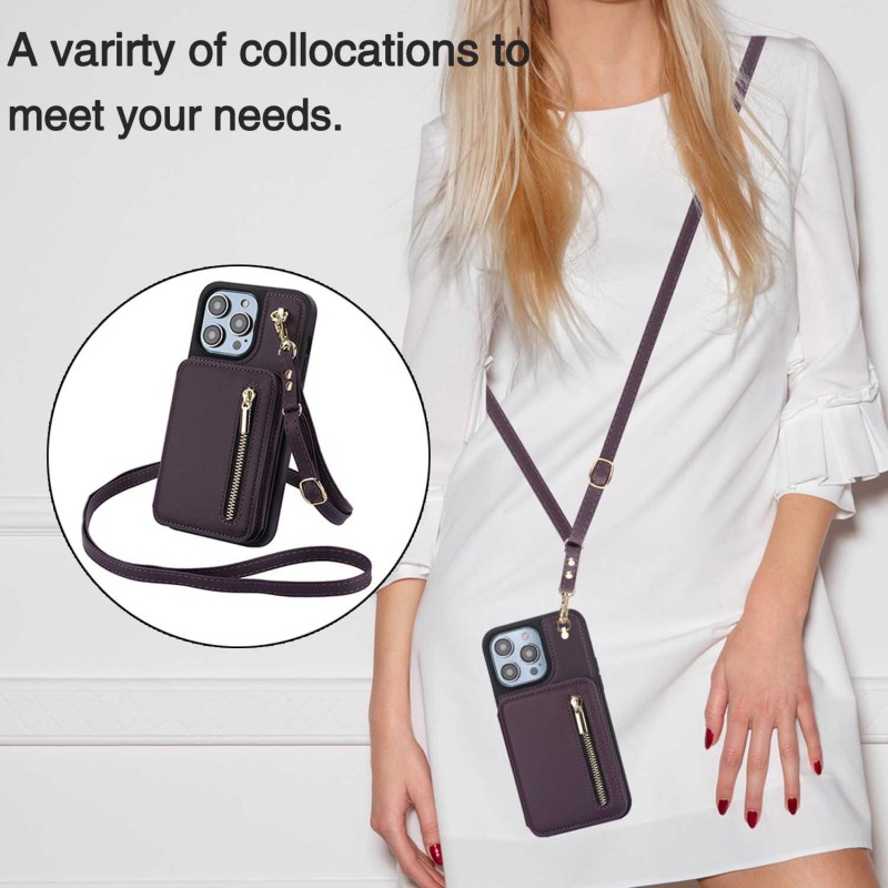 iPhone Card Holder Phone Case Anti-theft Swipe Diagonal Crossbody