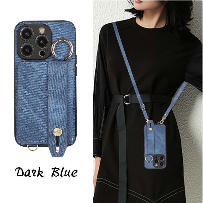 Suitable for Crossbody iPhone Case with Wrist Strap, Card Slot