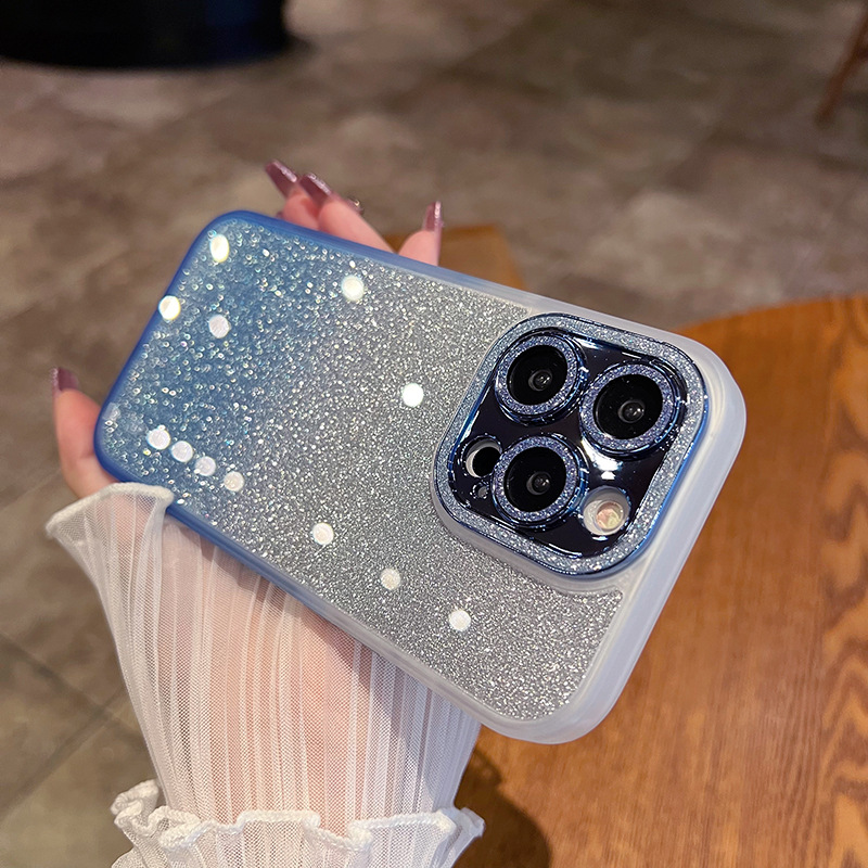 Sparkling Glitter Phone Case with Built-in Glass Lens Film