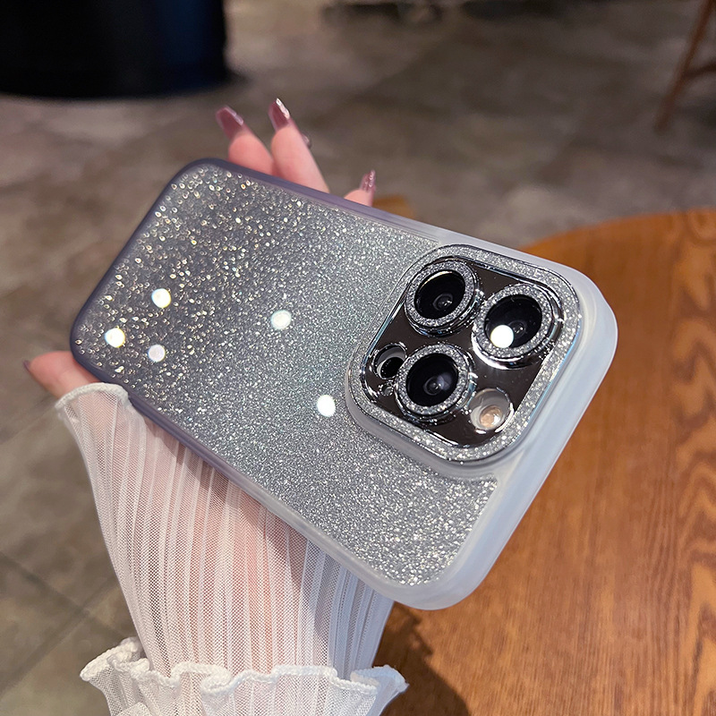 Sparkling Glitter Phone Case with Built-in Glass Lens Film