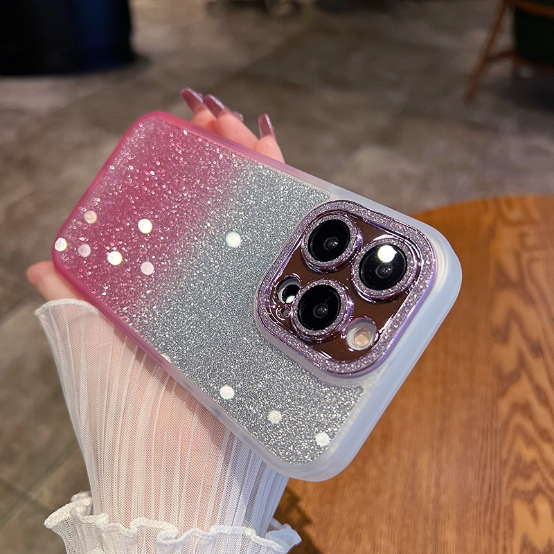 Sparkling Glitter Phone Case with Built-in Glass Lens Film