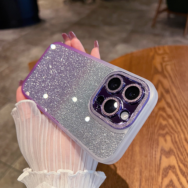 Sparkling Glitter Phone Case with Built-in Glass Lens Film