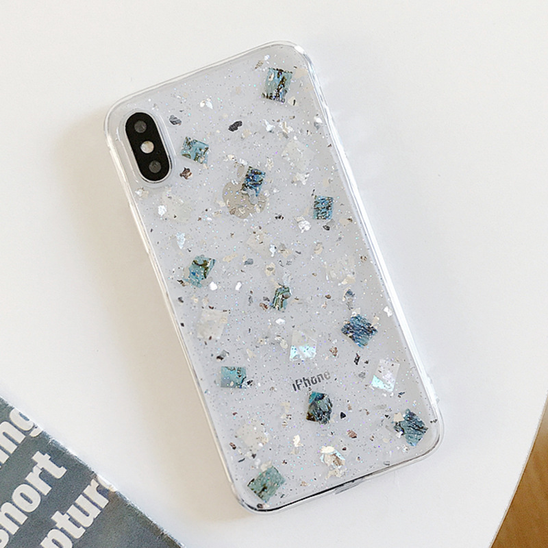 Sparkling Silver Green Glitter Transparent Phone Case