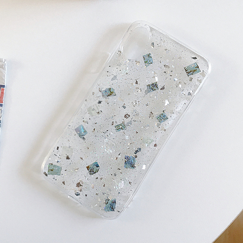 Sparkling Silver Green Glitter Transparent Phone Case