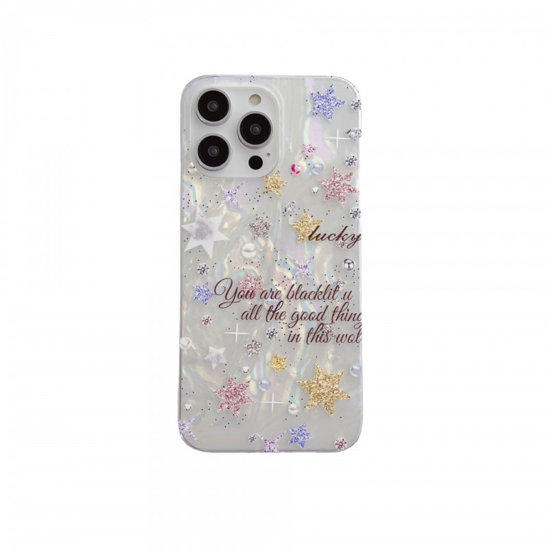 Colorful Starry Sandblasted Pearl Glitter Phone Case