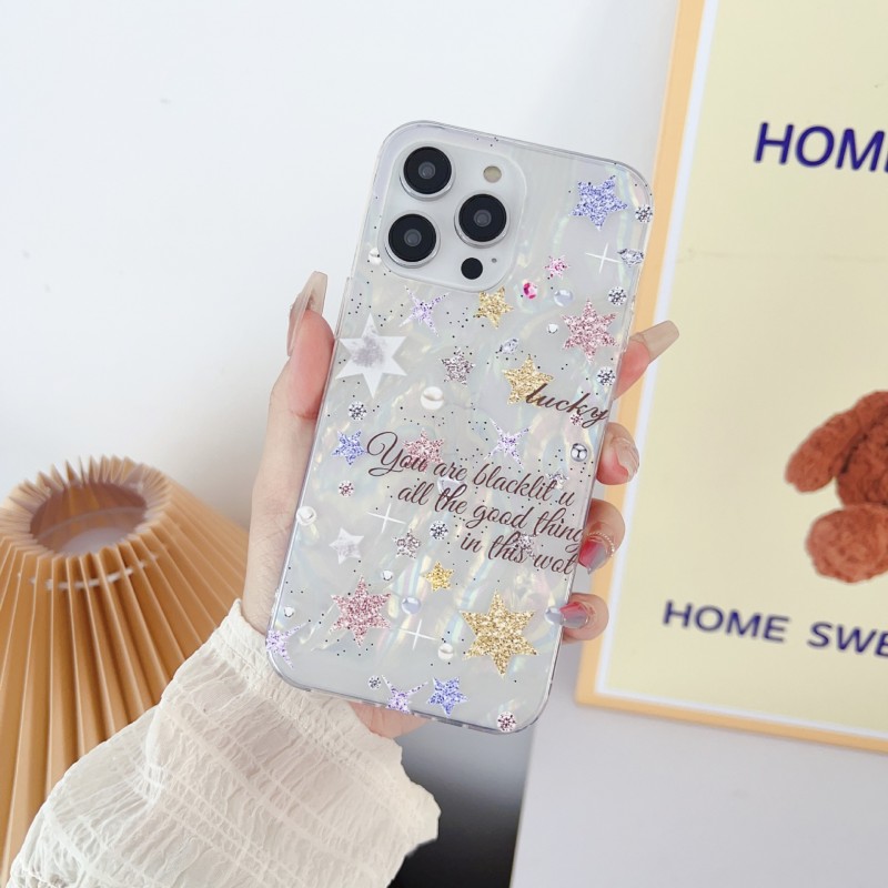 Colorful Starry Sandblasted Pearl Glitter Phone Case