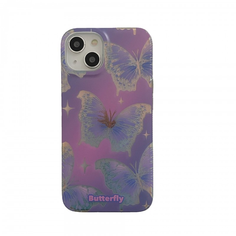 Purple Holographic Butterfly Shockproof Glitter Phone Case