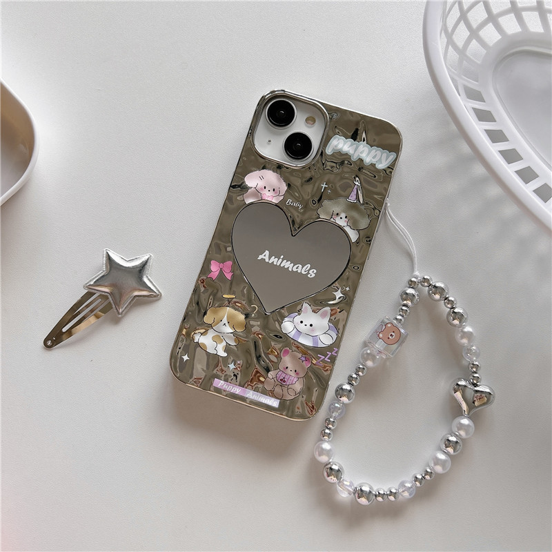 Electroplated Heart Mirror Animal Collection Glitter Phone Case