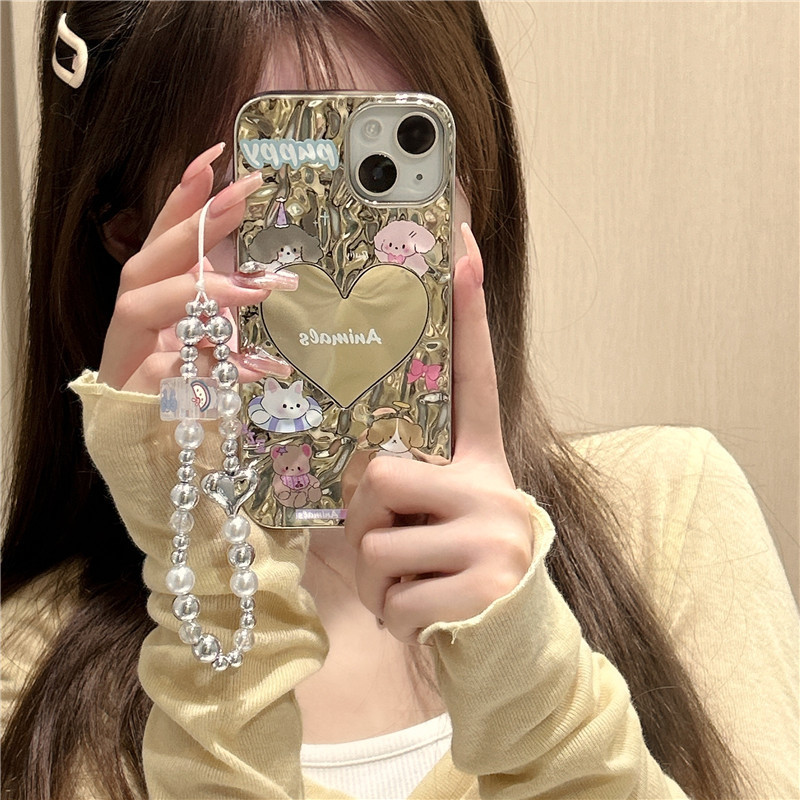 Electroplated Heart Mirror Animal Collection Glitter Phone Case