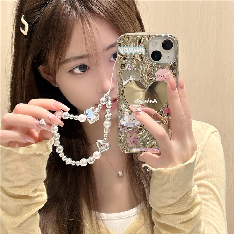 Electroplated Heart Mirror Animal Collection Glitter Phone Case