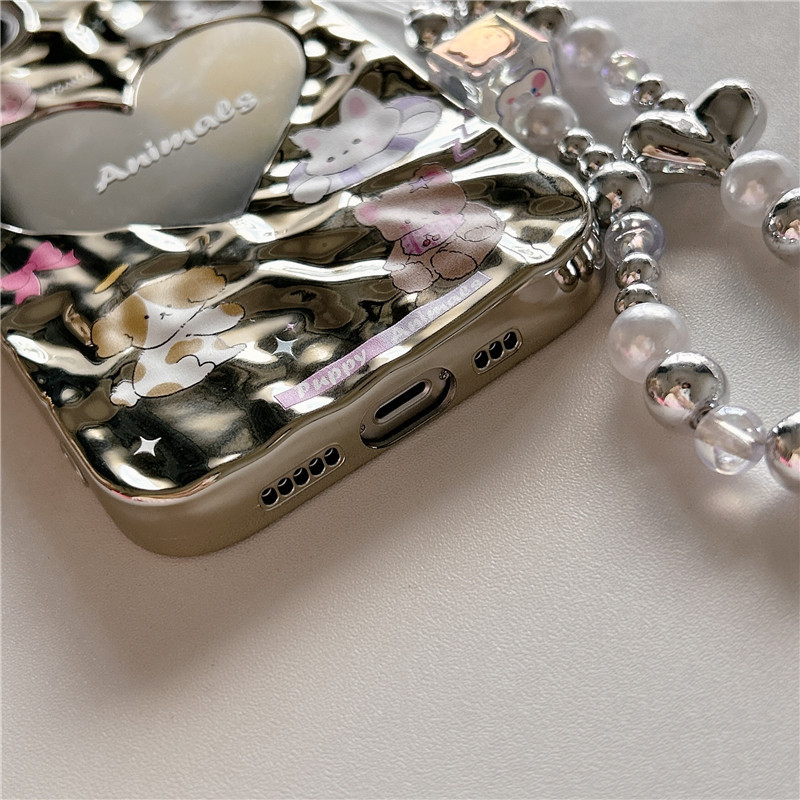 Electroplated Heart Mirror Animal Collection Glitter Phone Case